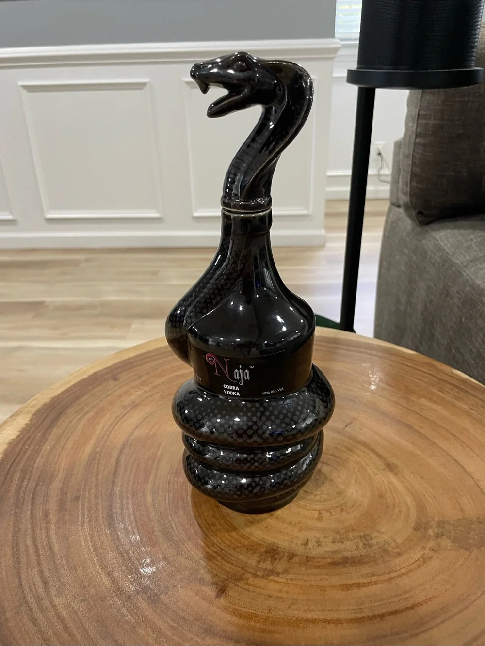Black Cobra Decanter Bottle - Sculptural Glass Snake